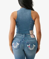 True Religion Women's Scoop Neck Denim Top