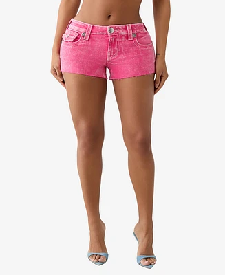 True Religion Women's Joey Big T Cut Off Flap Zip Fly Shorts