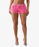 True Religion Women's Joey Big T Cut Off Flap Zip Fly Shorts
