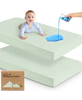 KeaBabies 2-Pack Protect+ Waterproof Crib Mattress Protector Covers, Quin Quilted Cotton Baby Topper, Toddler Sheets