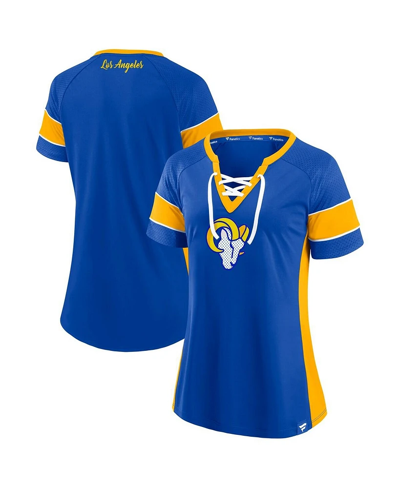 Fanatics Women's Royal Los Angeles Rams Athena Lace-Up Top