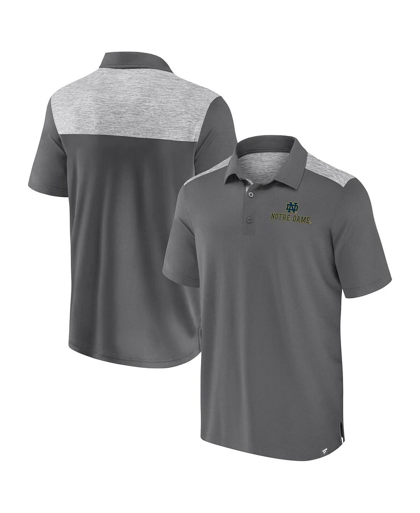 Fanatics Men's Gray Notre Dame Fighting Irish Iconic Brushed Blocked Polo Shirt