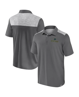 Fanatics Men's Gray Notre Dame Fighting Irish Iconic Brushed Blocked Polo Shirt