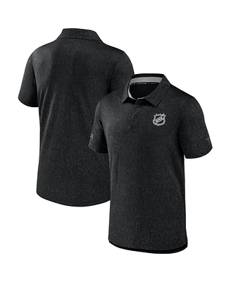 Fanatics Men's Black Nhl-Logo Authentic Pro Jacquard Polo Shirt