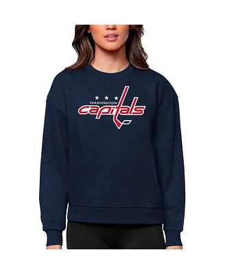 Antigua Women's Navy Washington Capitals Primary Logo Team Victory Crewneck Pullover Sweatshirt