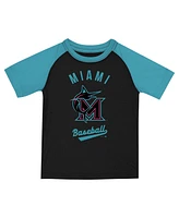 Nike Little Boys and Girls 2-Piece Black/Teal Miami Marlins 2025 City Connect Shirt Shorts Set