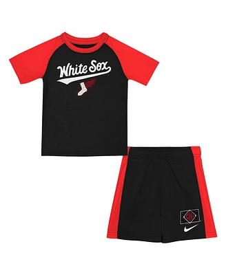 Nike Little Boys and Girls 2-Piece Black/Red Chicago White Sox 2025 City Connect T-Shirt Shorts Set
