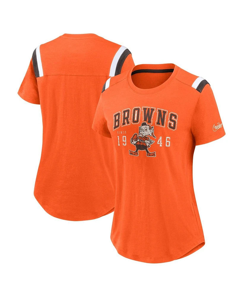 Nike Women's Orange Cleveland Browns Historic Slub Fashion T-Shirt