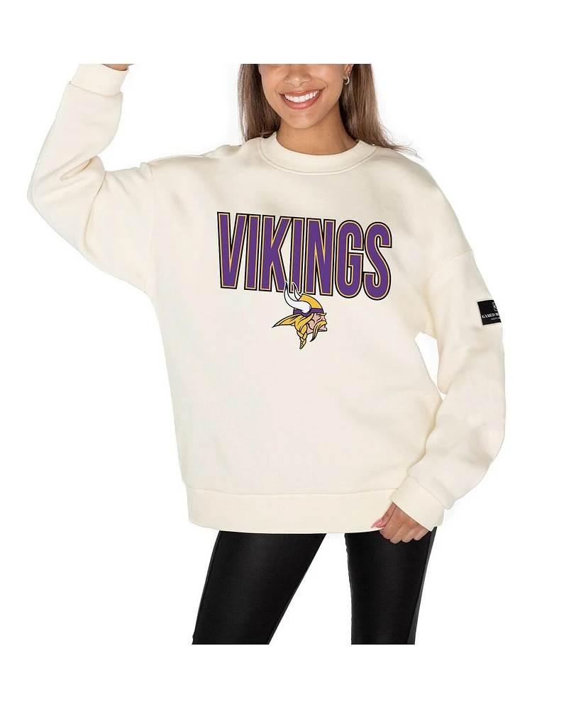 Gameday Couture Women's Cream Minnesota Vikings Premium Fleece Drop Shoulder Pullover Sweatshirt