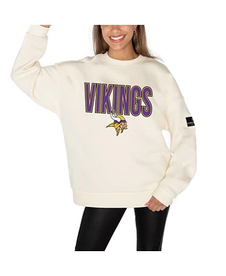 Gameday Couture Women's Cream Minnesota Vikings Premium Fleece Drop Shoulder Pullover Sweatshirt