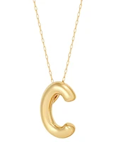 Polished Initial C Pendant Necklace in 14k Gold, 16" + 2" extender