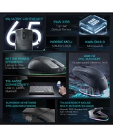 Thunderobot ML903 Wireless Gaming Mouse with Rgb Charging Dock, 26K Dpi, 650 Ips, 65g Ultra-Lightweight, Tri-Mode Connectivity, 70Hrs+ Battery, Ergono