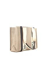 Pre-Owned Chloe Medium Woody Tote Canvas with Leather