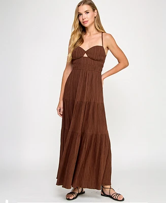City Studios Juniors' Textured Keyhole Strappy Maxi Dress