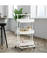 3-Tier Utility Cart Storage Rolling with Casters