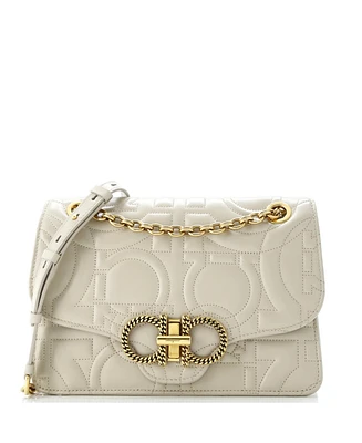 Pre-Owned Salvatore Ferragamo Medium Gancini Turnlock Flap Bag Gancini Quilted Leather