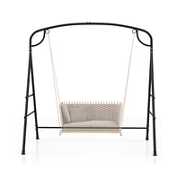 Patio Metal Swing Stand with Double Side Bars and 2-Ring Design