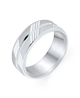 Bling Jewelry Stash Striped Pattern .925 Sterling Silver Eternity Band Ring 7MM Wide