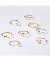 Bling Jewelry Minimalist Cz Flat Love Heart Flower Circle Star Cubic Zirconia Accent Midi Knuckle Stackable Ring Gold Plated Sterling Silver 1MM Band