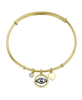 Bling Jewelry Evil Eye Heart Charm Bangle Bracelet Cz Gold Plated Sterling Silver