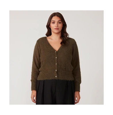 Estelle Camille Pearl Green V-Neck Button-up cardi