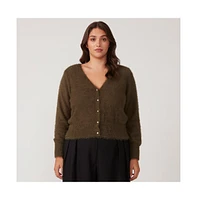 Estelle Camille Pearl Green V-Neck Button-up cardi