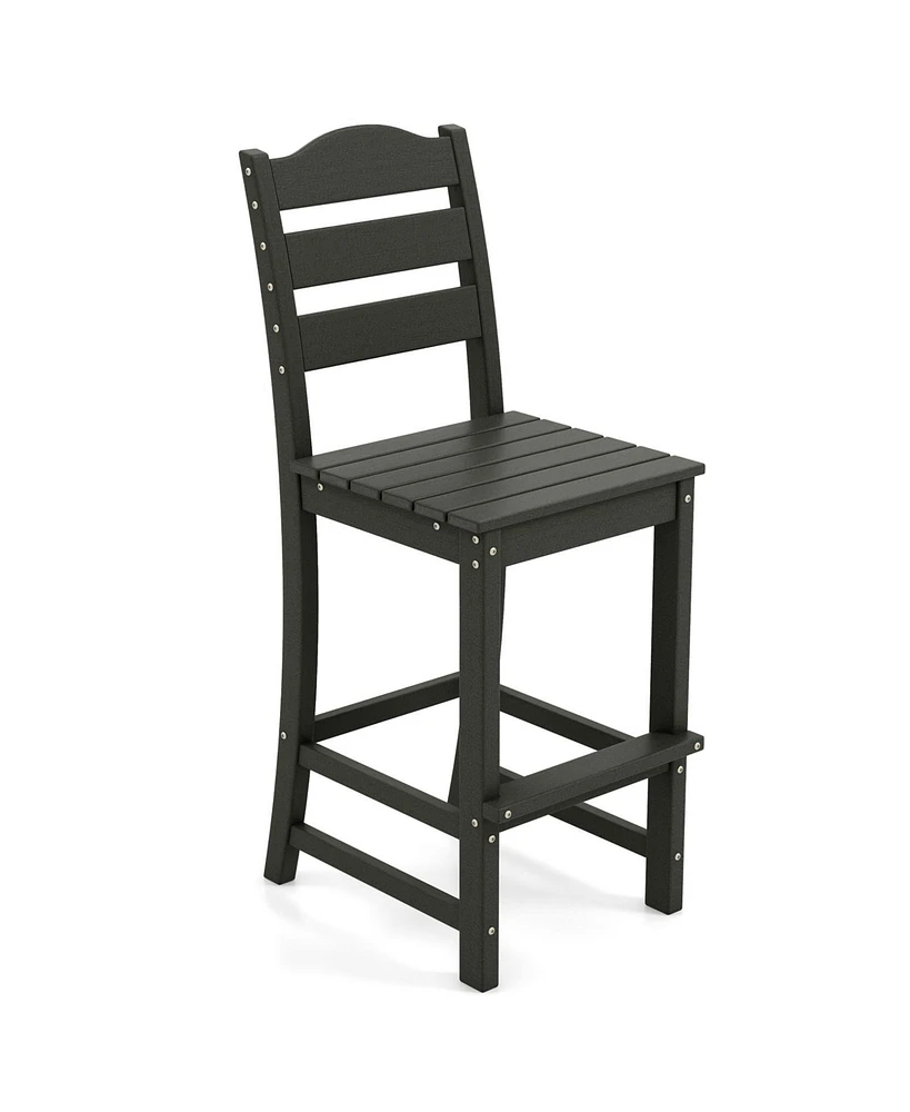 30 Inches Counter Height Hdpe Bar Stool with Backrest and Footrest-Turquoise