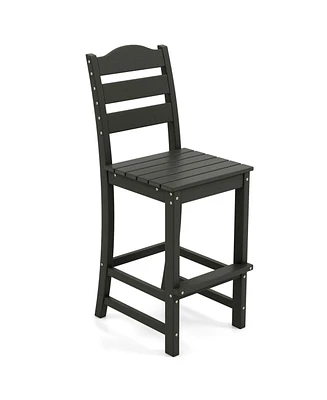 30 Inches Counter Height Hdpe Bar Stool with Backrest and Footrest-Turquoise