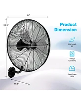 Mecale 20 Inch Wall Mount Fan with Aluminum Fan Blades, Industrial 3-Speed Oscillating Metal Wall Fan, Heavy Duty Wall Mount Fan for Shop, Commercial,