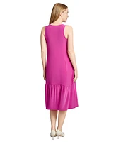 Jones New York Petite Crew Neck Tank Dress with Ruffle Hem