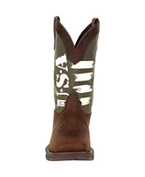 Durango Men's Rebel by Army Green Usa Print Western Boot