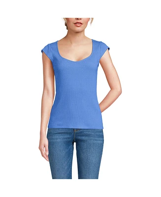 Lands' End Women's Pointelle Cap Sleeve Top