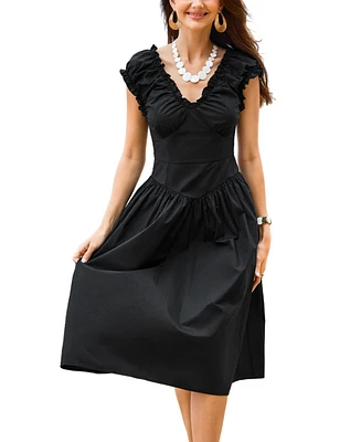 Cupshe Women's Retro Belle Black Midi Beach Dress