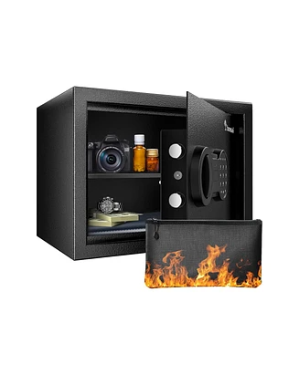 Bonsaii Safe Box with Fireproof Bag, Home Safe with Removable Shelf for Money Documents Jewelry Valuables, 0.6 Cubic Feet, 9.84"D x 13.78"W