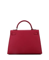 Pre-Owned Hermes Kelly 32 Handbag Red Epsom with Palladium Hardware