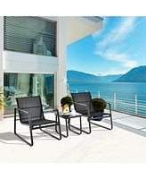 Gymax 3PCS Patio Bistro Set Conversation Furniture Set w/ Fast-Drying Fabric