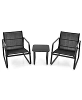 Gymax 3PCS Patio Bistro Set Conversation Furniture Set w/ Fast-Drying Fabric