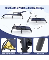 Gymax Lounge Chair Chaise Adjustable Reclining Armrest Patio