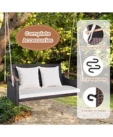 Gymax 2-seater hanging swing porch swing Pe wicker swing outdoor hanging swing garden poolside