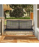 Gymax 2-Seat Rattan Porch Swing Chair Outdoor Wicker Bench W/ Seat Cushion Red