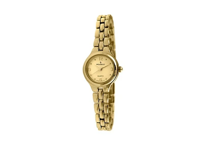 Peugeot Women's 22mm Gold Dial Round Self-Adjust Link Bracelet Watch