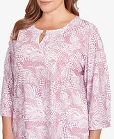 Hearts Of Palm Plus Printed Forest Path Slub Top