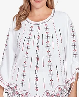 Ruby Rd. Plus Embroidered Bali Tie Sleeve Top