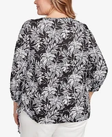 Ruby Rd. Plus Monotone Palms Side Tie Top