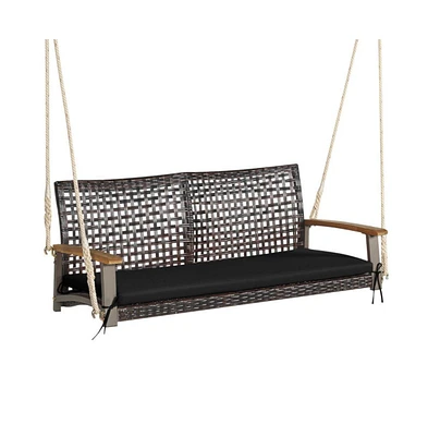 2-Person Rattan Hanging Porch Swing Chair