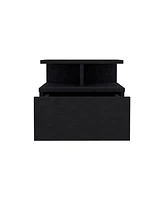 Depot E-shop Seward Floating Nightstand, Wall Mounted with Single Drawer and 2-Tier Shelf
