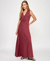 Seni & Cade Juniors' Jacquard Embroidered Sleeveless Maxi Dress