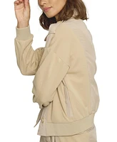 Central Park West Women's Mixed Media Trench Bomber Jacket