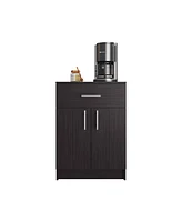 Barbados Pantry Organizer Cabinet with One Drawer, Two Interior Shelves, and Two Doors, Black Wengue