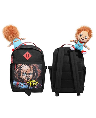 Chucky 17.5” Black Backpack With Plush Character Charm
